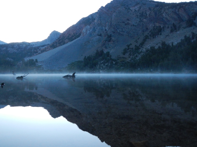 Morning mist on Purple Lake.