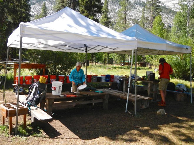 The resupply tent, a veritable back country shopping mall 