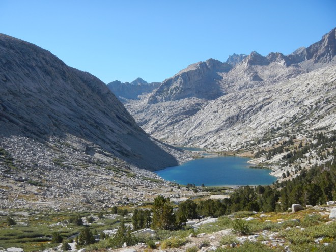 Looking back as we climbed to Mather Pass, we had beautiful views of Palisades Lakes.