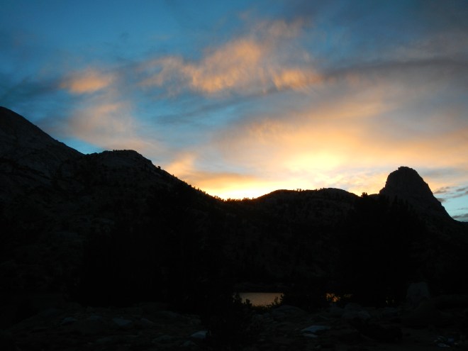 Evening falls on Rae Lakes.