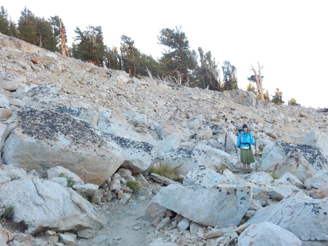 The trail led across an old rock slide area.