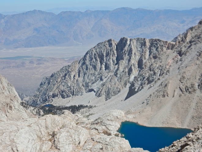 Consultation Lake, far below us. Betty spent the night there last year, when she climbed Mt Whitney.