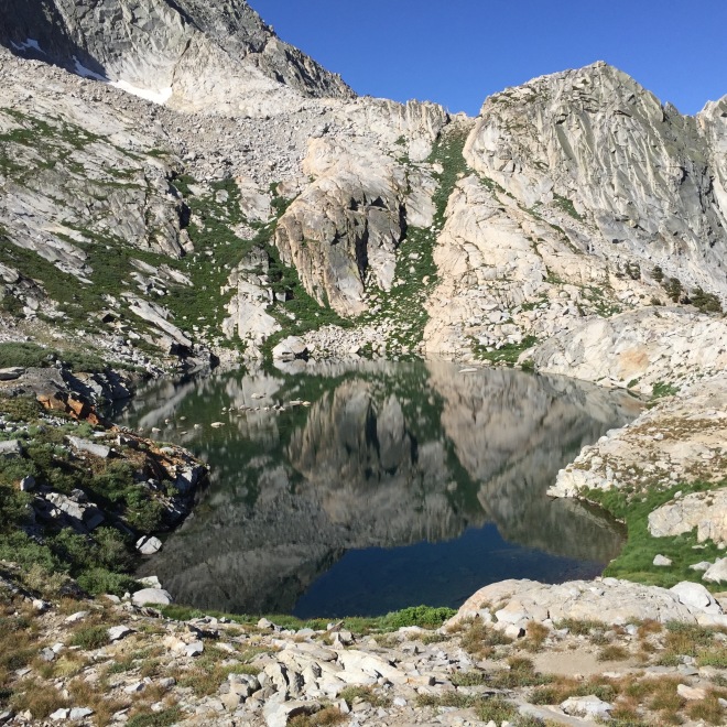 This is the little lake before Precipice. There's still a lot of climbing to do to get to Precipice. I didn't know what to expect, and considered just camping here instead of continuing. I decided against it, and am glad I did.